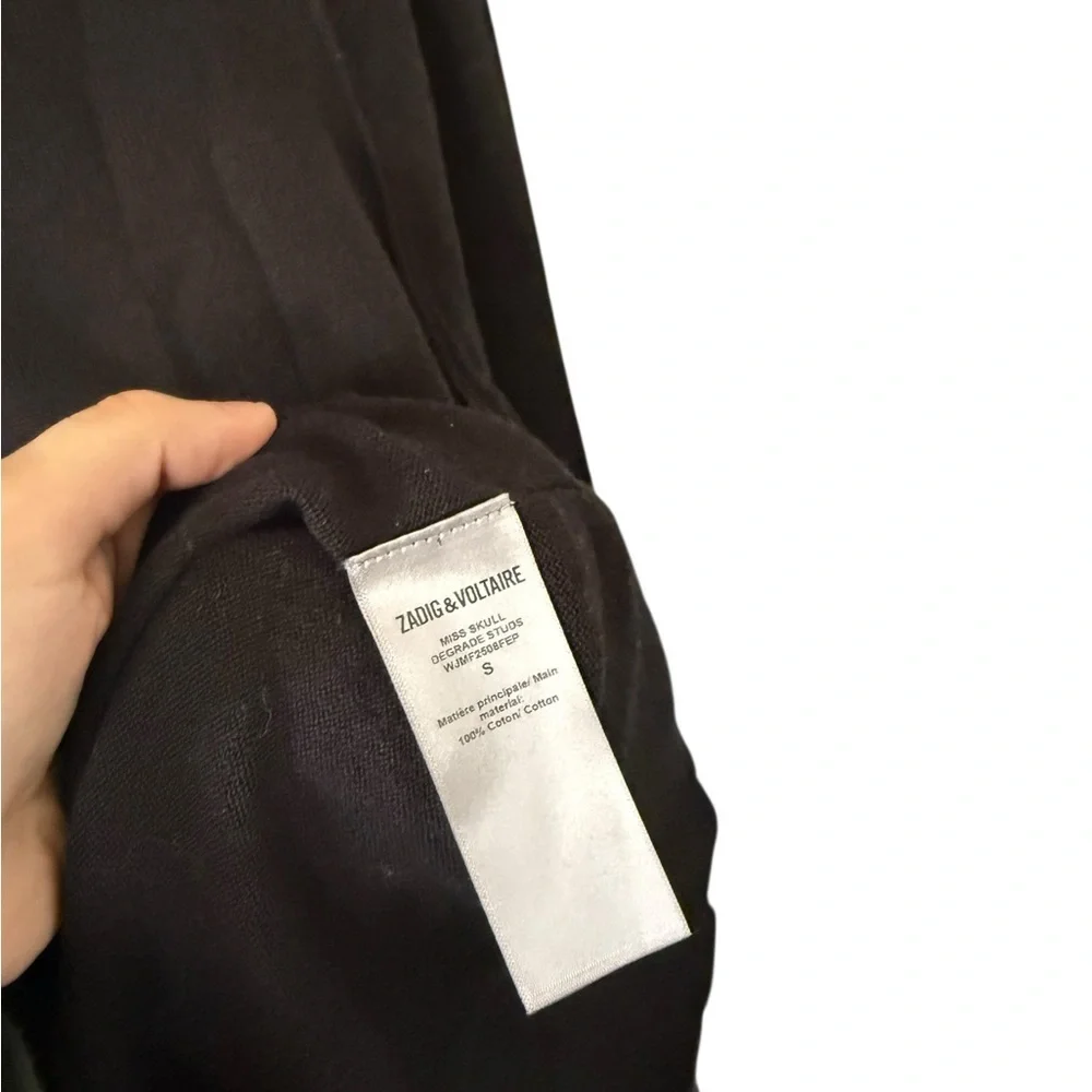 Zadig & Voltaire Miss Skull Degrade Studs Black Crewneck - Picture 5 of 9